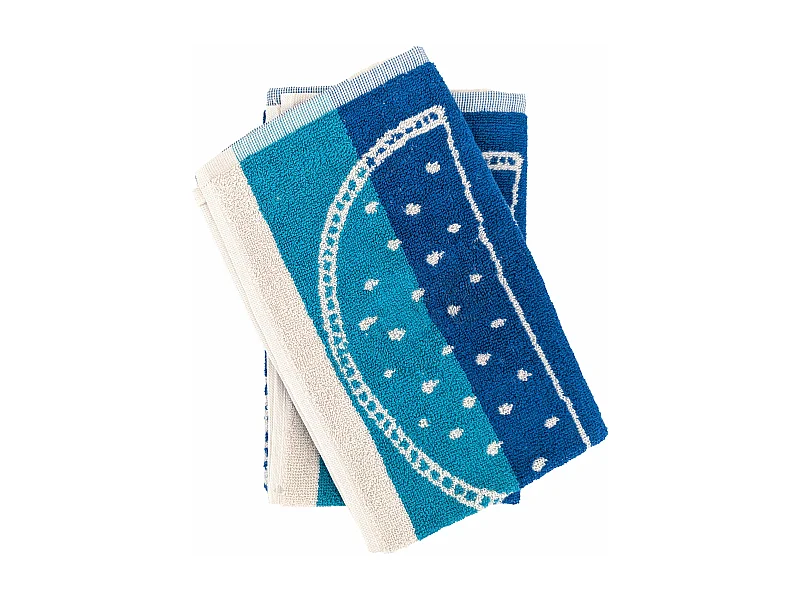 Lot de 2 torchons de cuisine éponge FRUITFUL 50x50 cm bleu