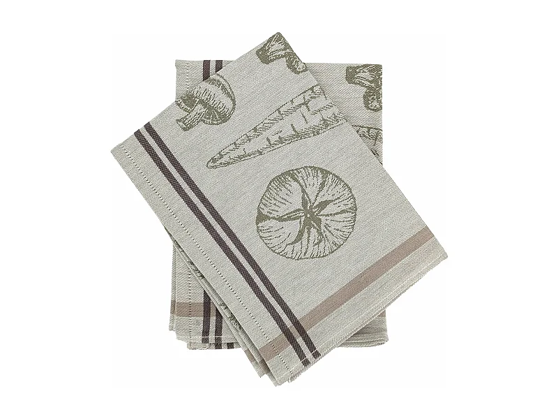 Lot de 2 torchons de cuisine toile VEG 50x70 cm vert Olive