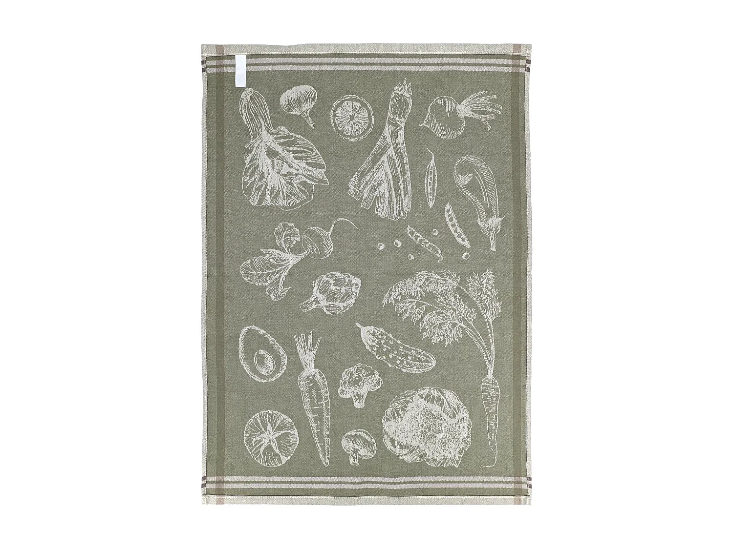 Lot de 2 torchons de cuisine toile VEG 50x70 cm vert Olive