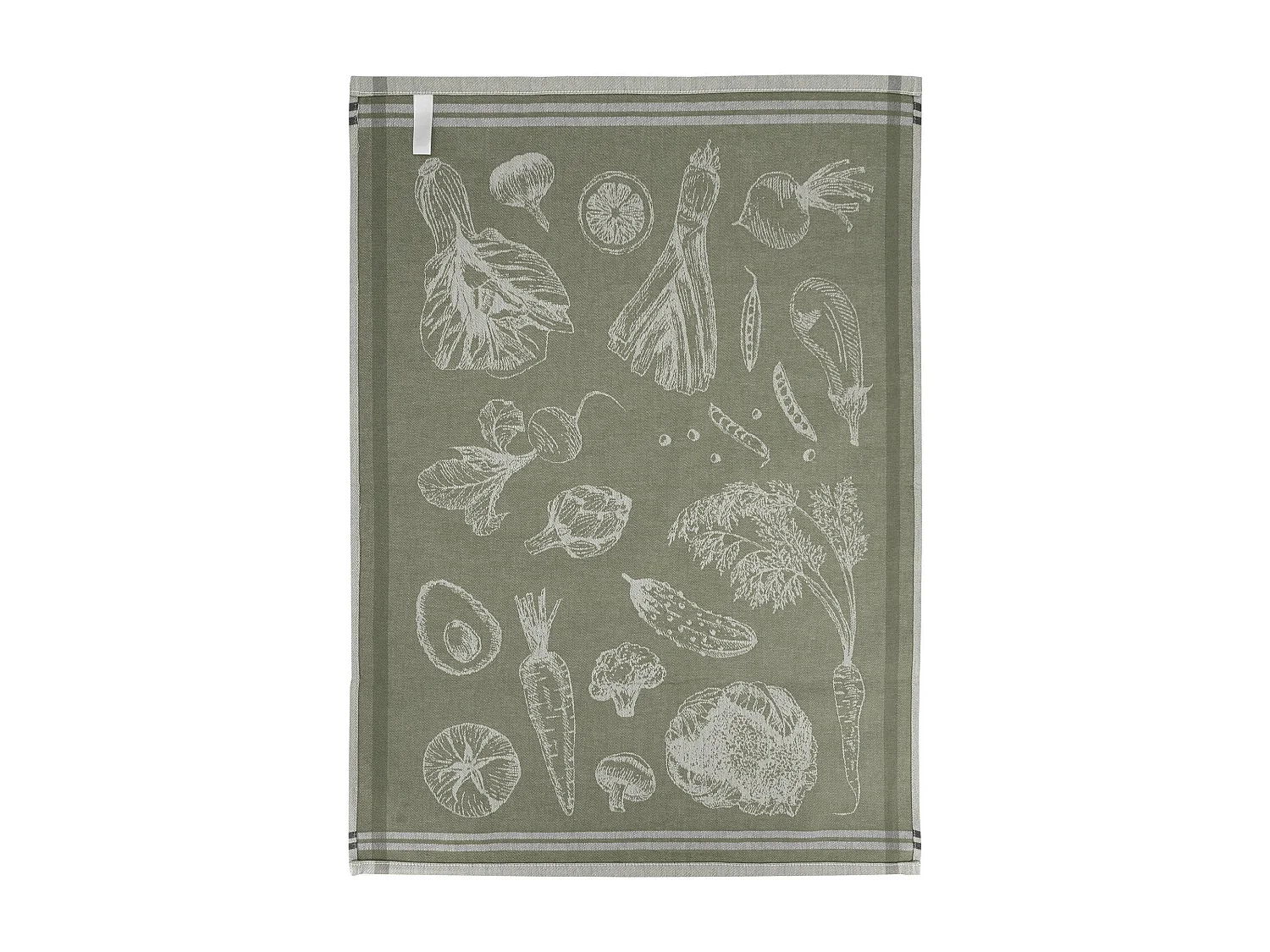 Lot de 2 torchons de cuisine toile VEG 50x70 cm vert Olive