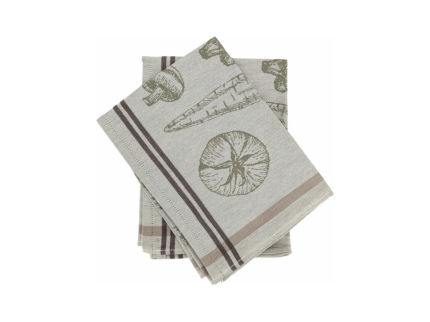 Lot de 2 torchons de cuisine toile VEG 50x70 cm vert Olive