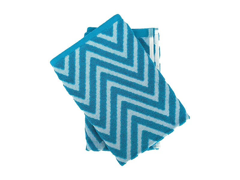 Lot de 2 torchons de cuisine 50x50 cm coton SHAPES motif chevron bleu