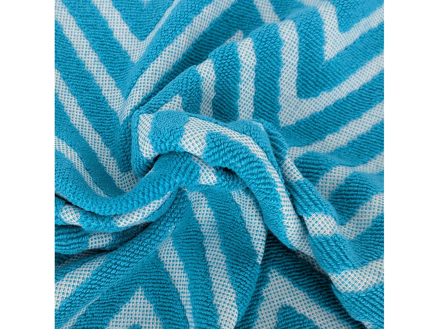 Lot de 2 torchons de cuisine 50x50 cm coton SHAPES motif chevron bleu