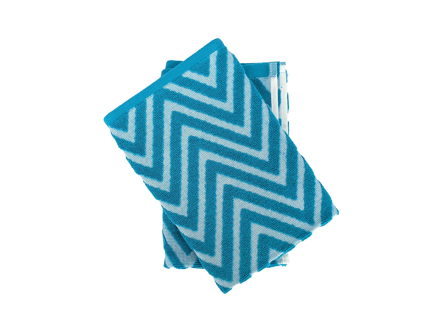 Lot de 2 torchons de cuisine 50x50 cm coton SHAPES motif chevron bleu