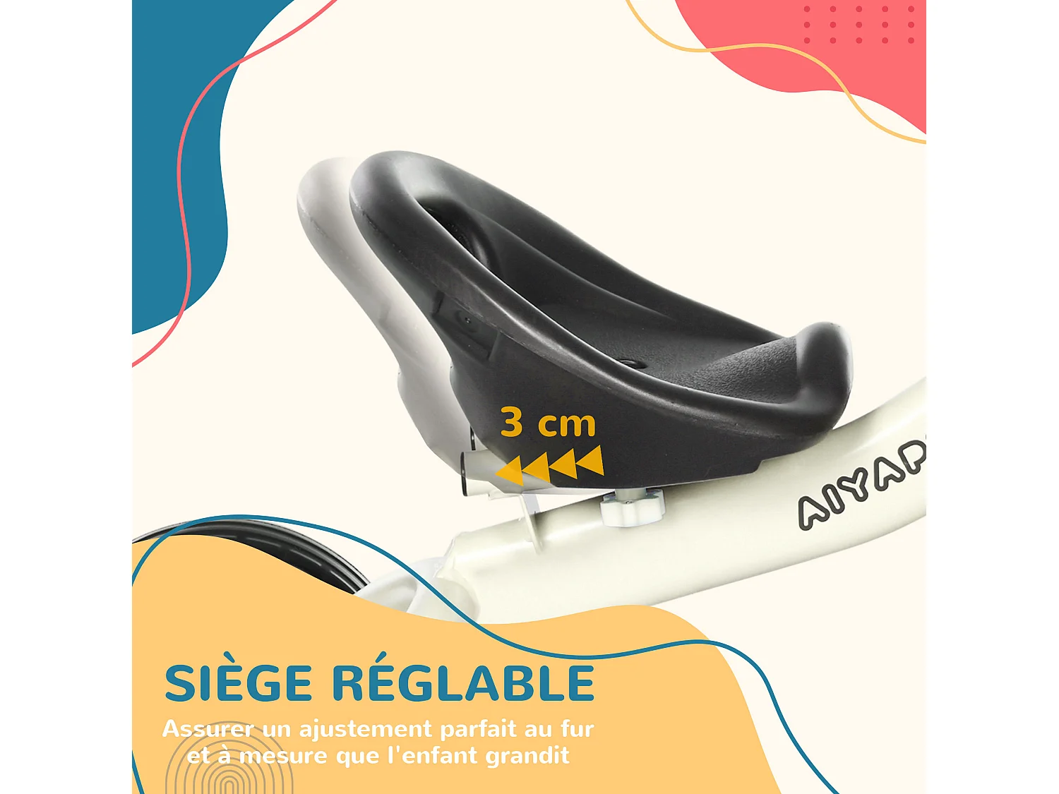 Tricycle enfant multi-équipé garde-boue sonnette panier pédales antidérapantes siège réglable avec dossier métal blanc