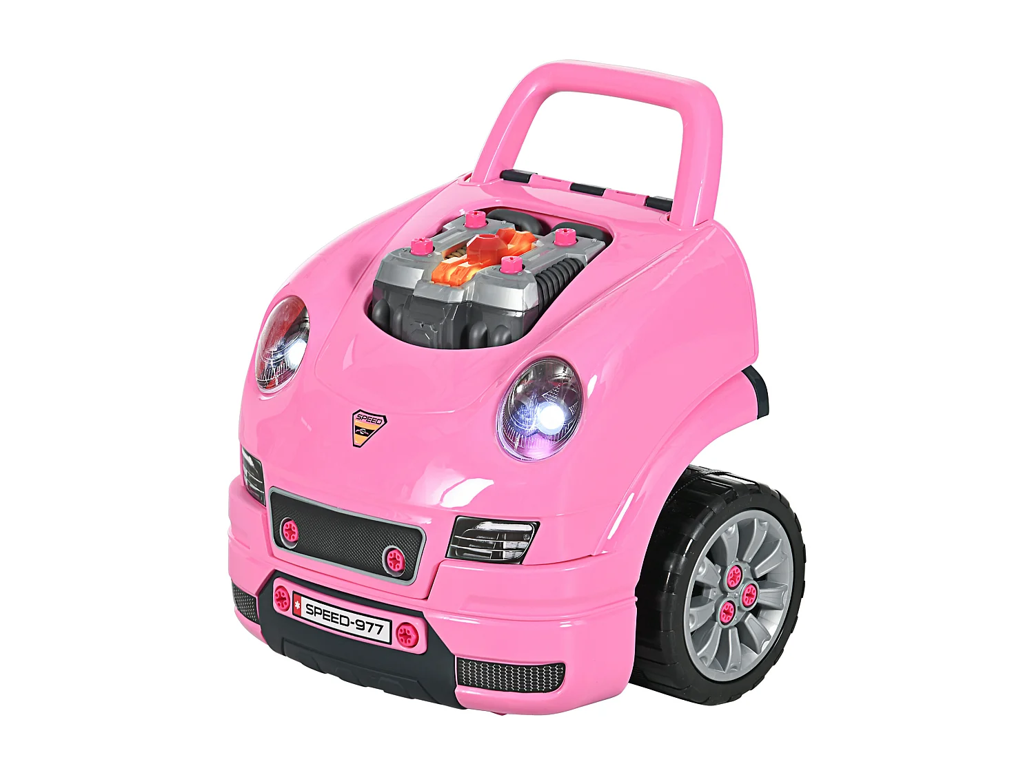 Camion mécano 2 en 1 - jouet bricolage enfant - jeu d'imitation mécanicien - nombreux accessoires total de 61 pièces - effets sonores et lumineux - PP ABS rose