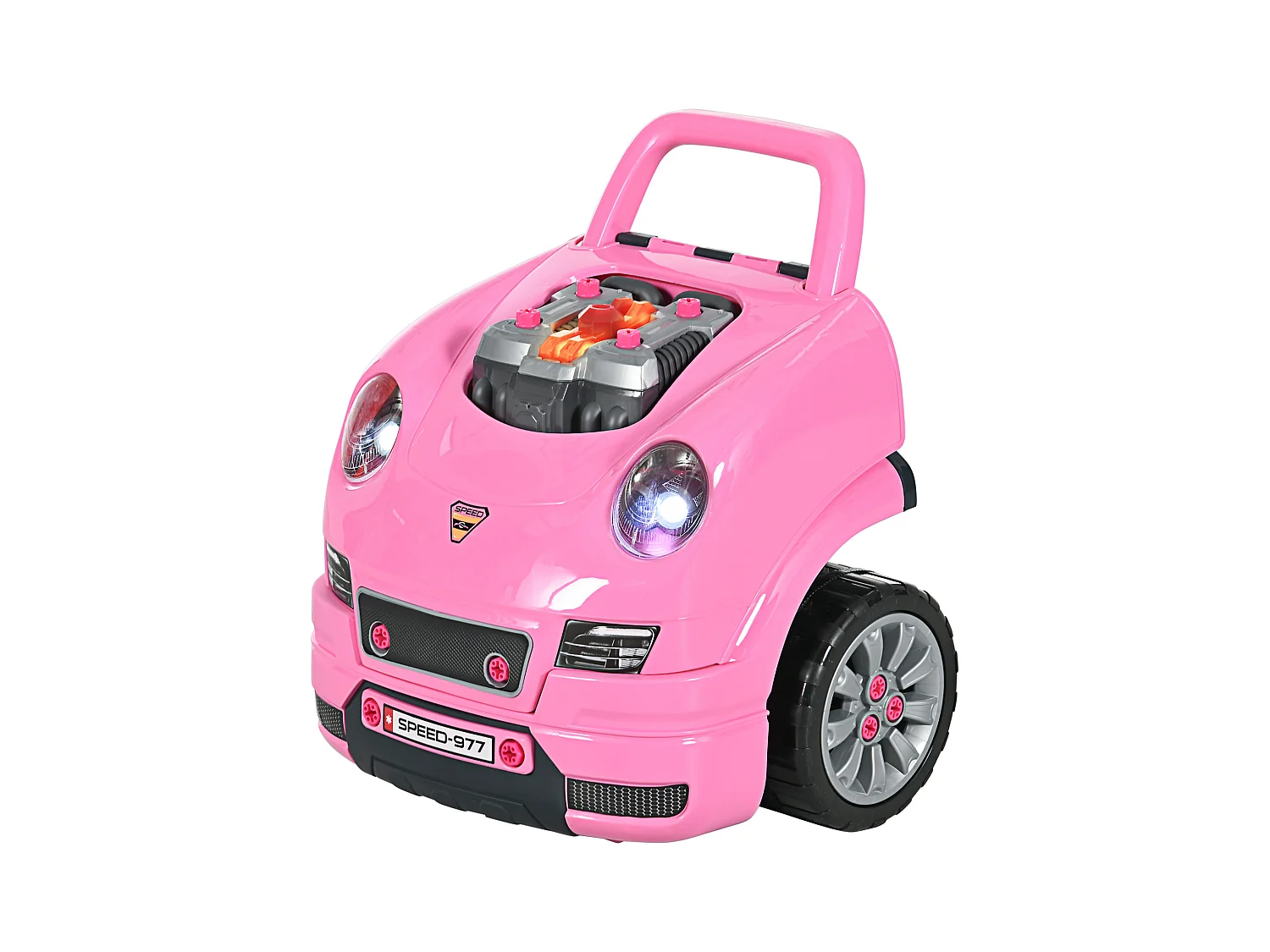 Camion mécano 2 en 1 - jouet bricolage enfant - jeu d'imitation mécanicien - nombreux accessoires total de 61 pièces - effets sonores et lumineux - PP ABS rose