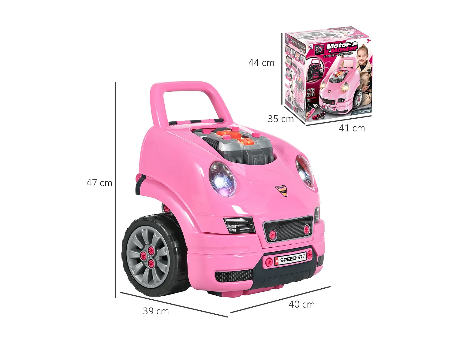 Camion mécano 2 en 1 - jouet bricolage enfant - jeu d'imitation mécanicien - nombreux accessoires total de 61 pièces - effets sonores et lumineux - PP ABS rose