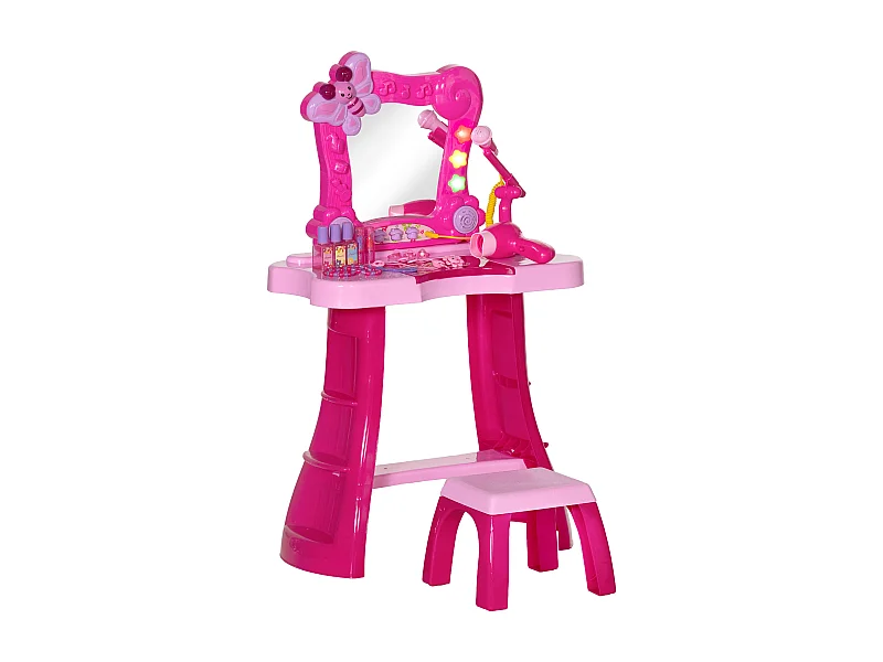 Ensemble coiffeuse tabouret enfant design - nombreux accessoires - effets lumineux sonores - rose