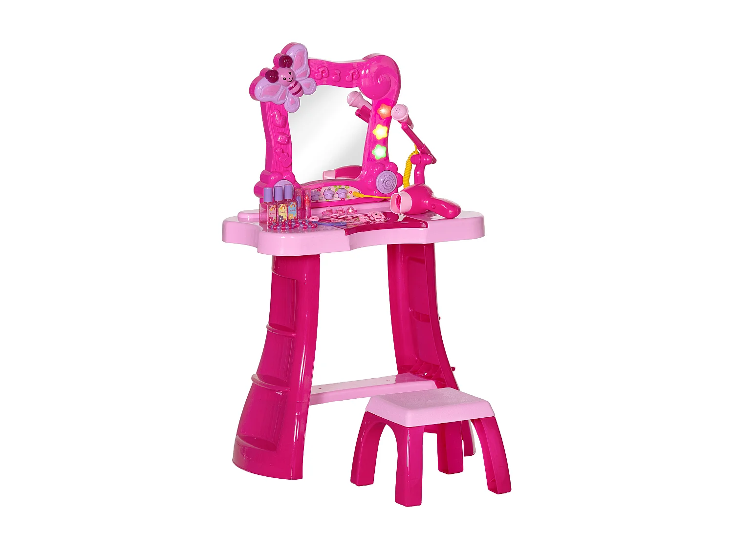 Ensemble coiffeuse tabouret enfant design - nombreux accessoires - effets lumineux sonores - rose