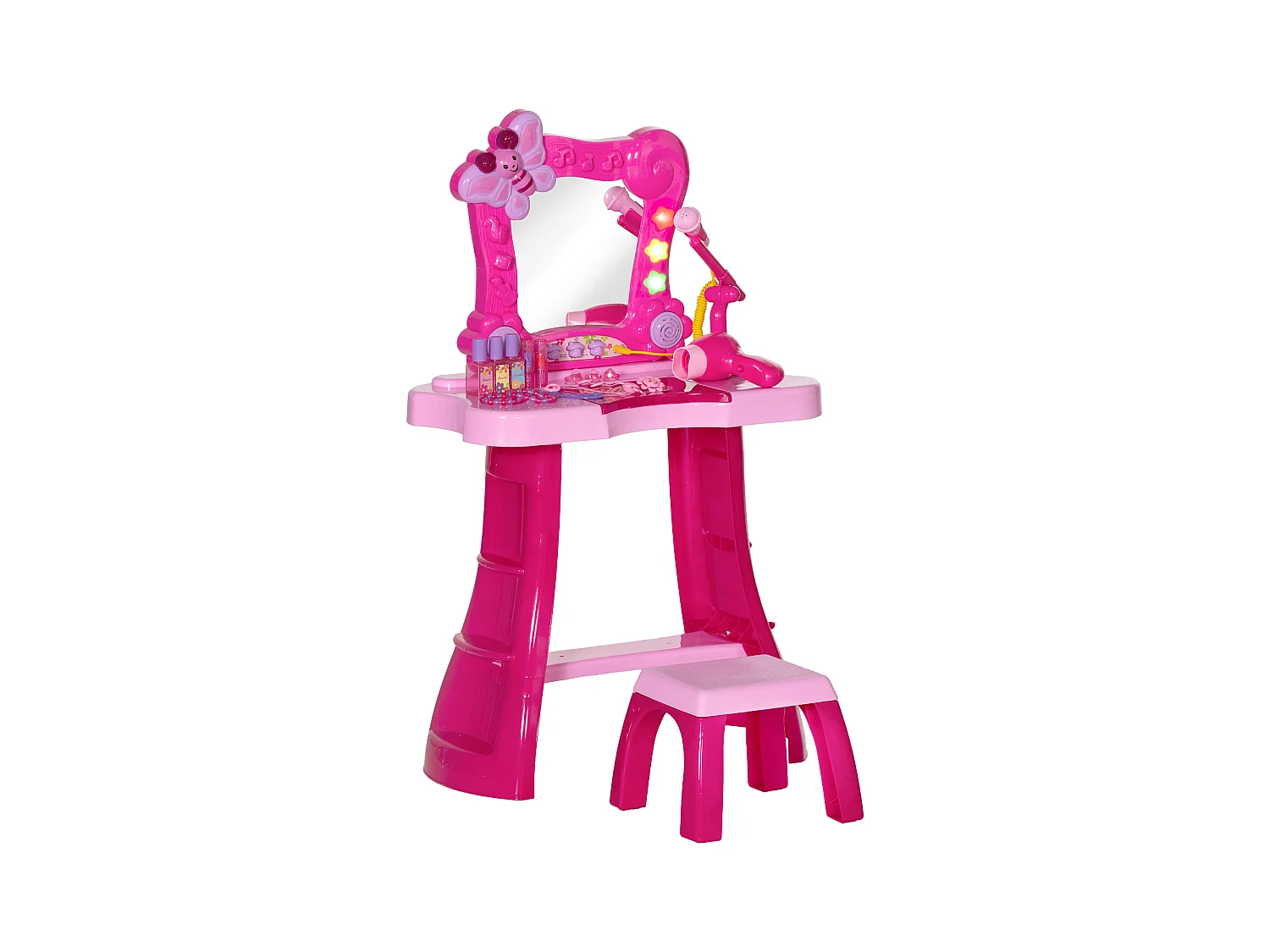 Ensemble coiffeuse tabouret enfant design - nombreux accessoires - effets lumineux sonores - rose