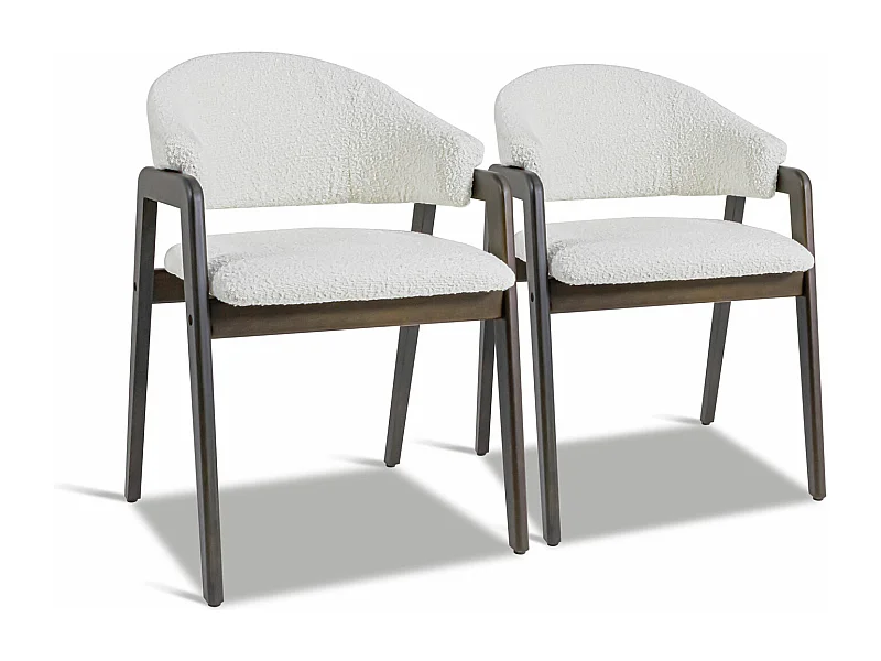 Canberra Bouclè - Pareja de 2 sillones de madera maciza de Parawood y tejido bouclè antimanchas
