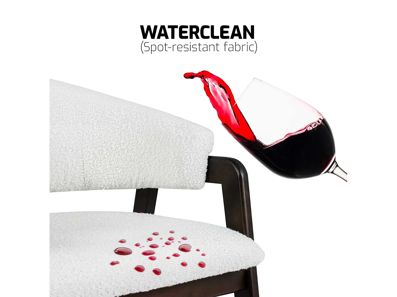 Canberra Bouclè - Pareja de 2 sillones de madera maciza de Parawood y tejido bouclè antimanchas