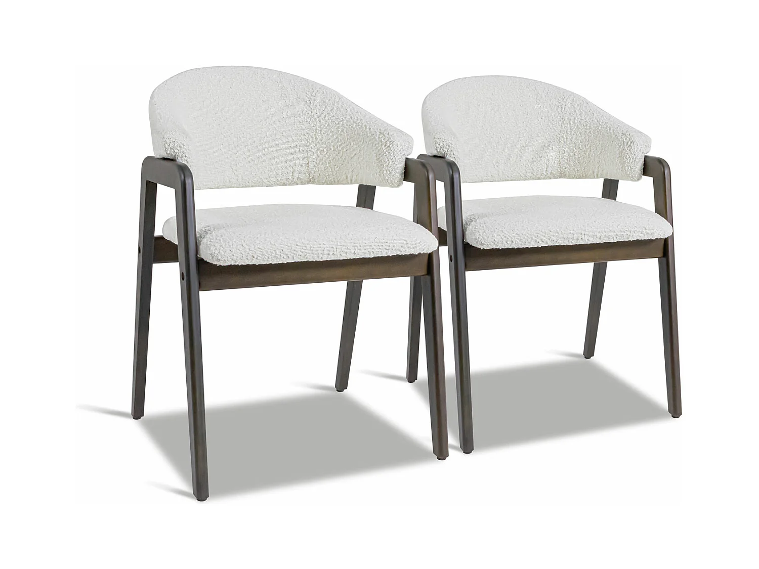 Canberra Bouclè - Paire de 2 petits fauteuils en bois massif de Parawood et tissu bouclé anti-tache