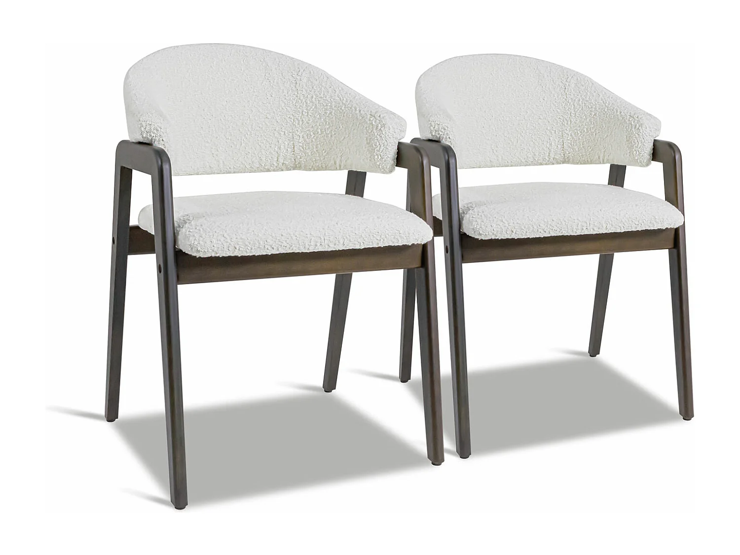 Canberra Bouclè - Par de 2 poltronas em madeira maciça by Parawood e tecido bouclé resistente a manchas