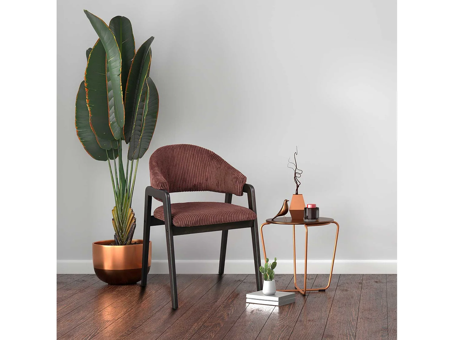 Canberra Corduroy - Coppia di 2 poltroncine in legno massello di Parawood e velluto a coste