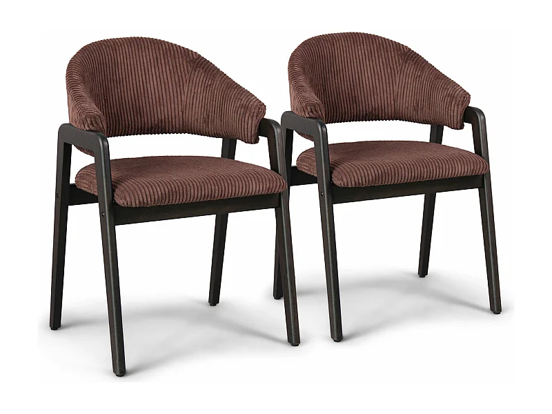 Canberra Corduroy - Coppia di 2 poltroncine in legno massello di Parawood e velluto a coste