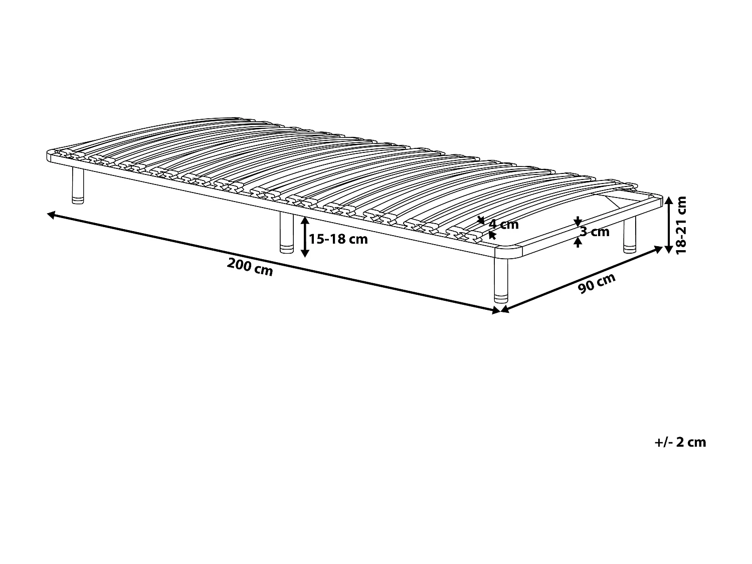 Estrado autónomo com ripas COMBOURG 90 x 200 cm