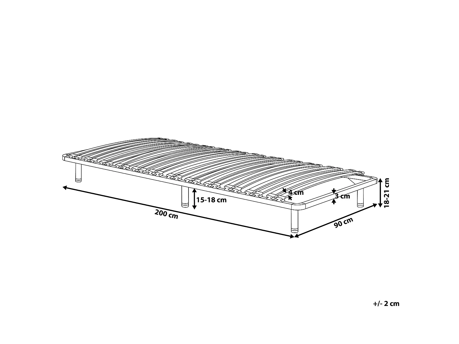 Freestanding Slatted Bed Base COMBOURG 90 x 200 cm (EU Single)