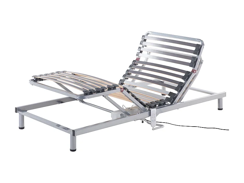 Lattenrost elektrisch verstellbar aus Holz 90x200 cm grau und silber Comfort