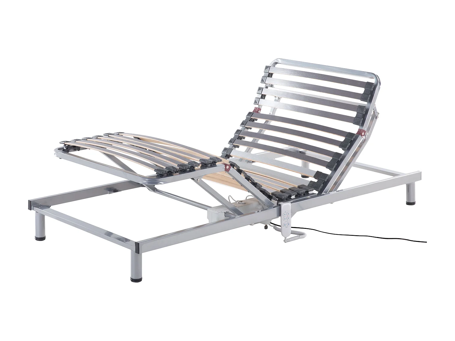 Lattenrost elektrisch verstellbar aus Holz 90x200 cm grau und silber Comfort