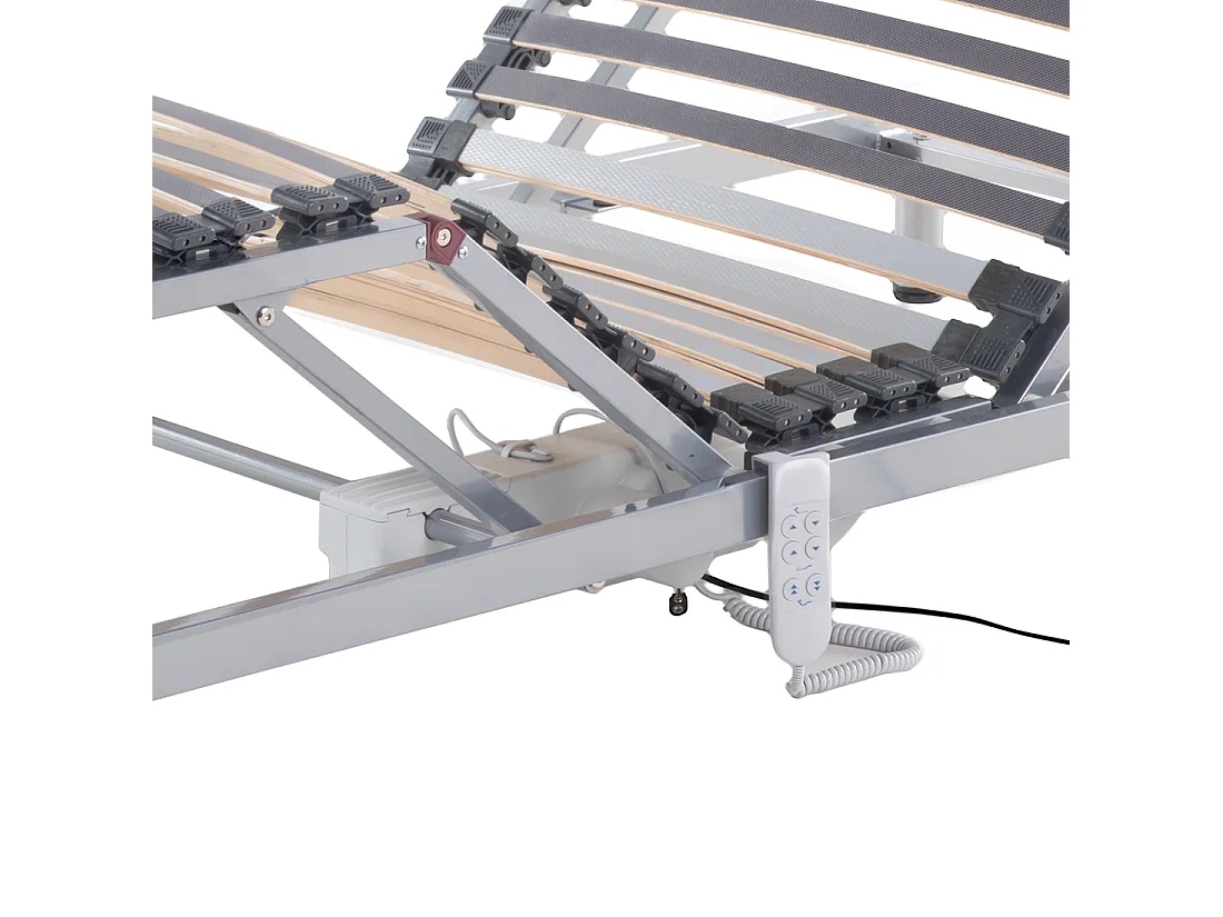 Lattenrost elektrisch verstellbar aus Holz 90x200 cm grau und silber Comfort