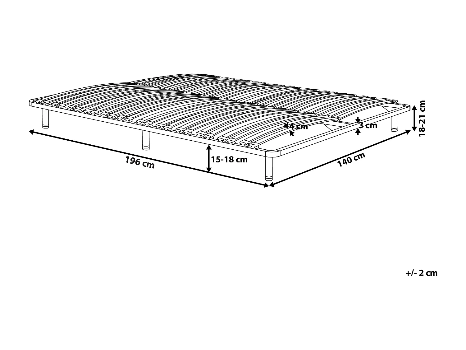 Freistehender Lattenrost für alle Betten 140x200 cm schwarz Federleisten Combourg