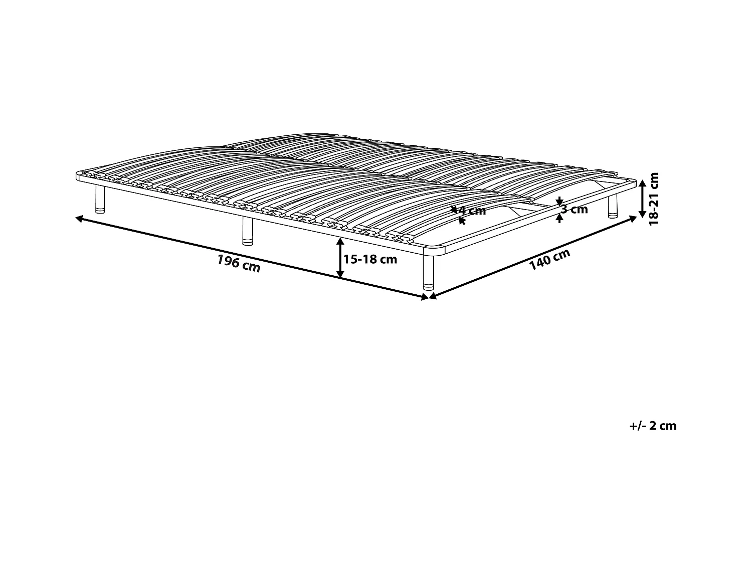 Vrijstaande lattenbodem COMBOURG 140 x 200 cm
