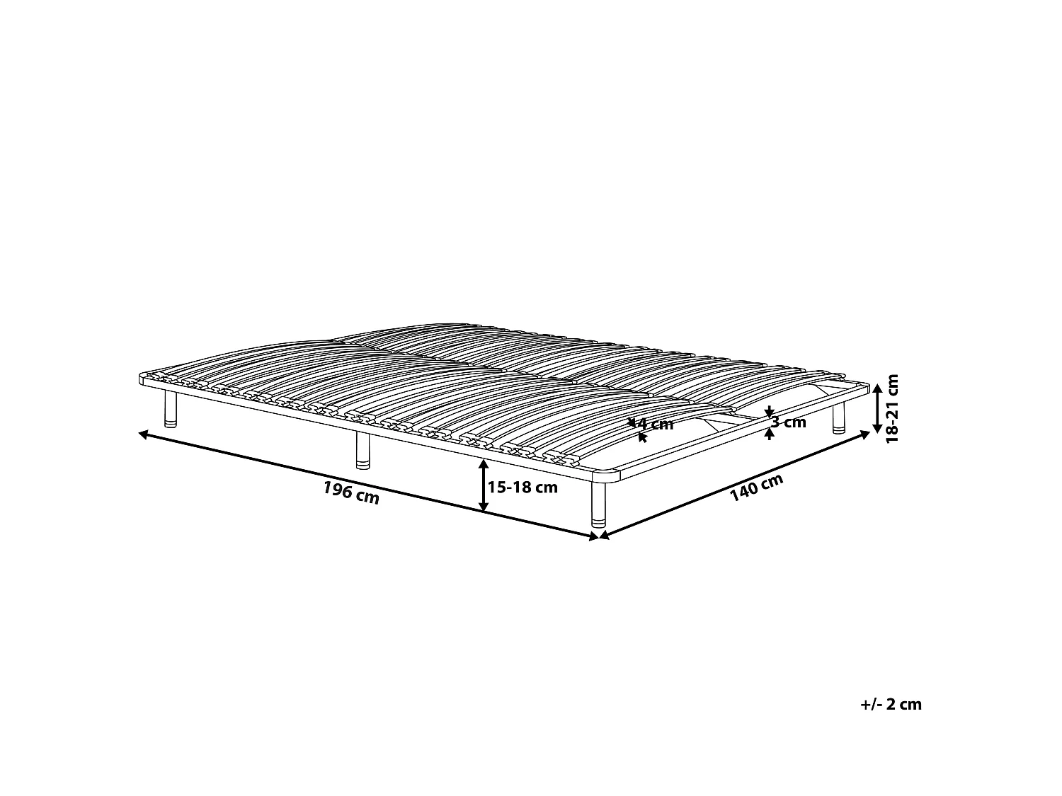 Freestanding Slatted Bed Base COMBOURG 140 x 200 cm (EU Double)
