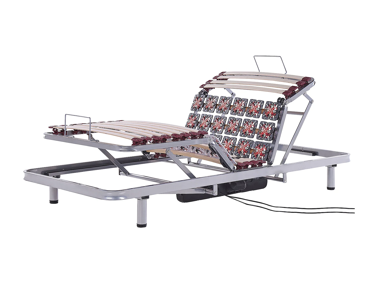 Lattenrost Stahl silber Birkenholz Motor elektrisch verstellbar 90 x 200 cm Moon