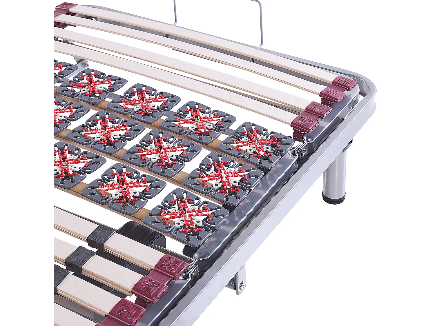 Lattenrost Stahl silber Birkenholz Motor elektrisch verstellbar 90 x 200 cm Moon