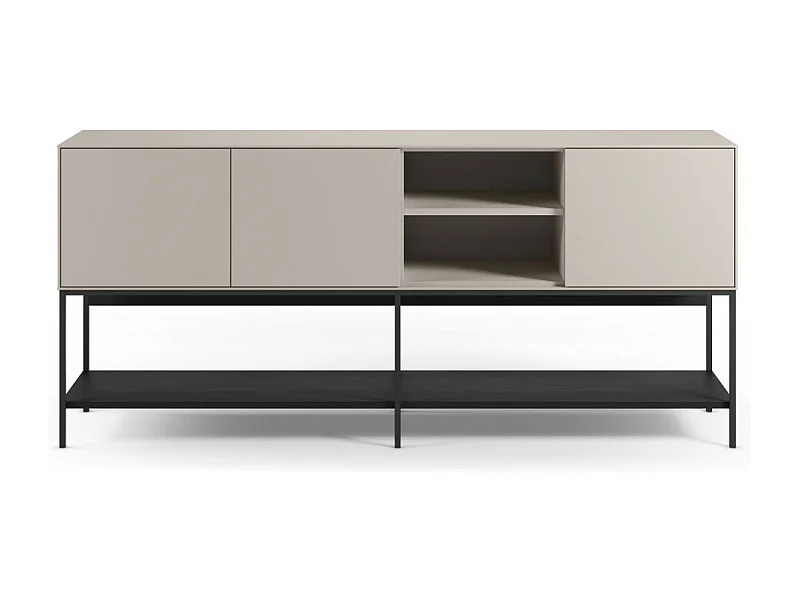 Elya - Buffet 3 portes en bois et métal L180cm  - Beige