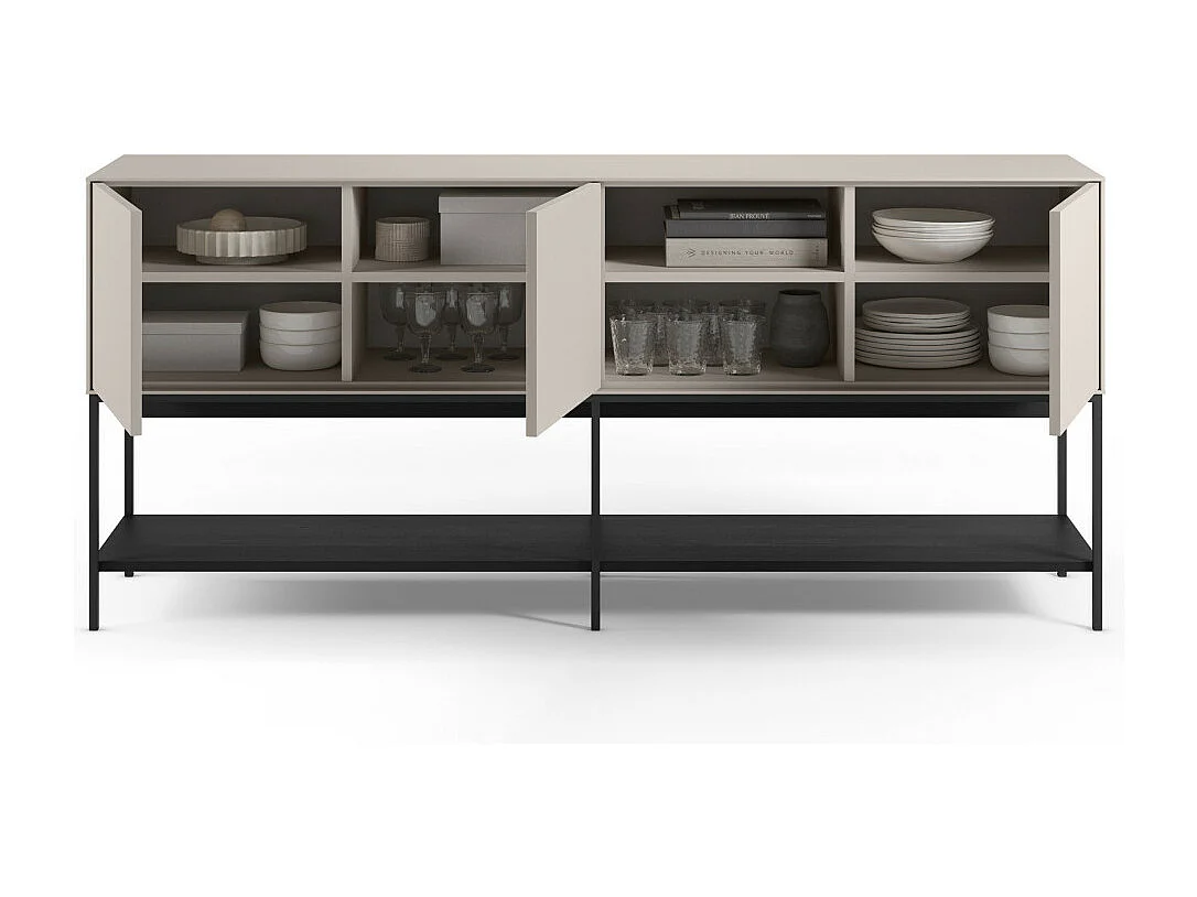 Elya - Buffet 3 portes en bois et métal L180cm  - Beige