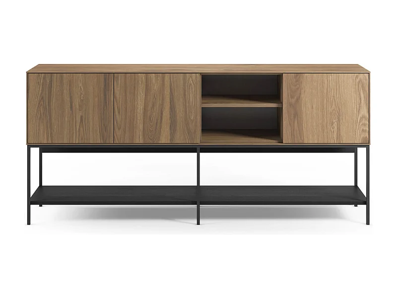 Elya - Buffet 3 portes en bois et métal L180cm  - Bois