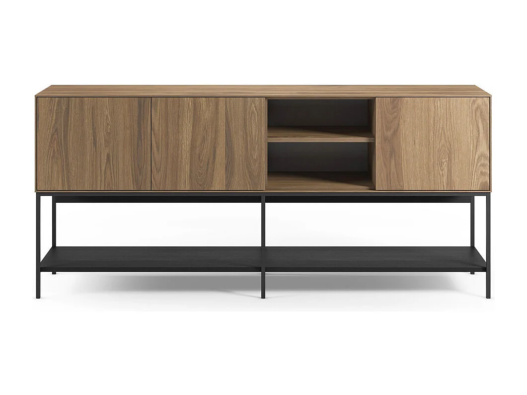 Elya - Buffet 3 portes en bois et métal L180cm  - Bois