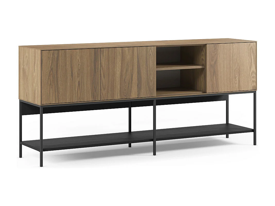 Elya - Buffet 3 portes en bois et métal L180cm  - Bois