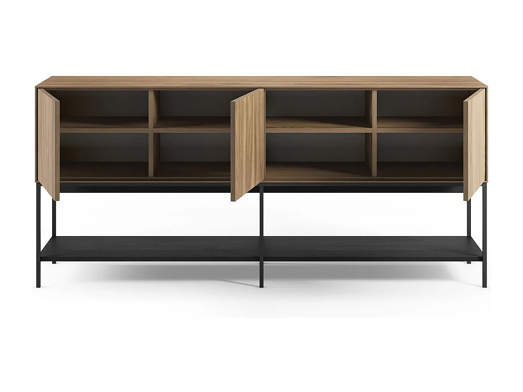 Elya - Buffet 3 portes en bois et métal L180cm  - Bois