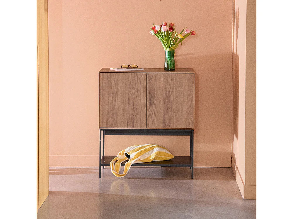 Elya - Buffet 2 portes en bois et métal H90cm - Bois