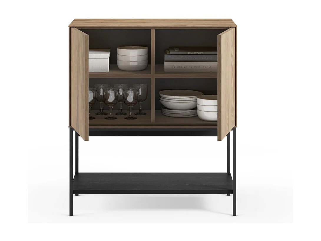 Elya - Buffet 2 portes en bois et métal H90cm - Bois