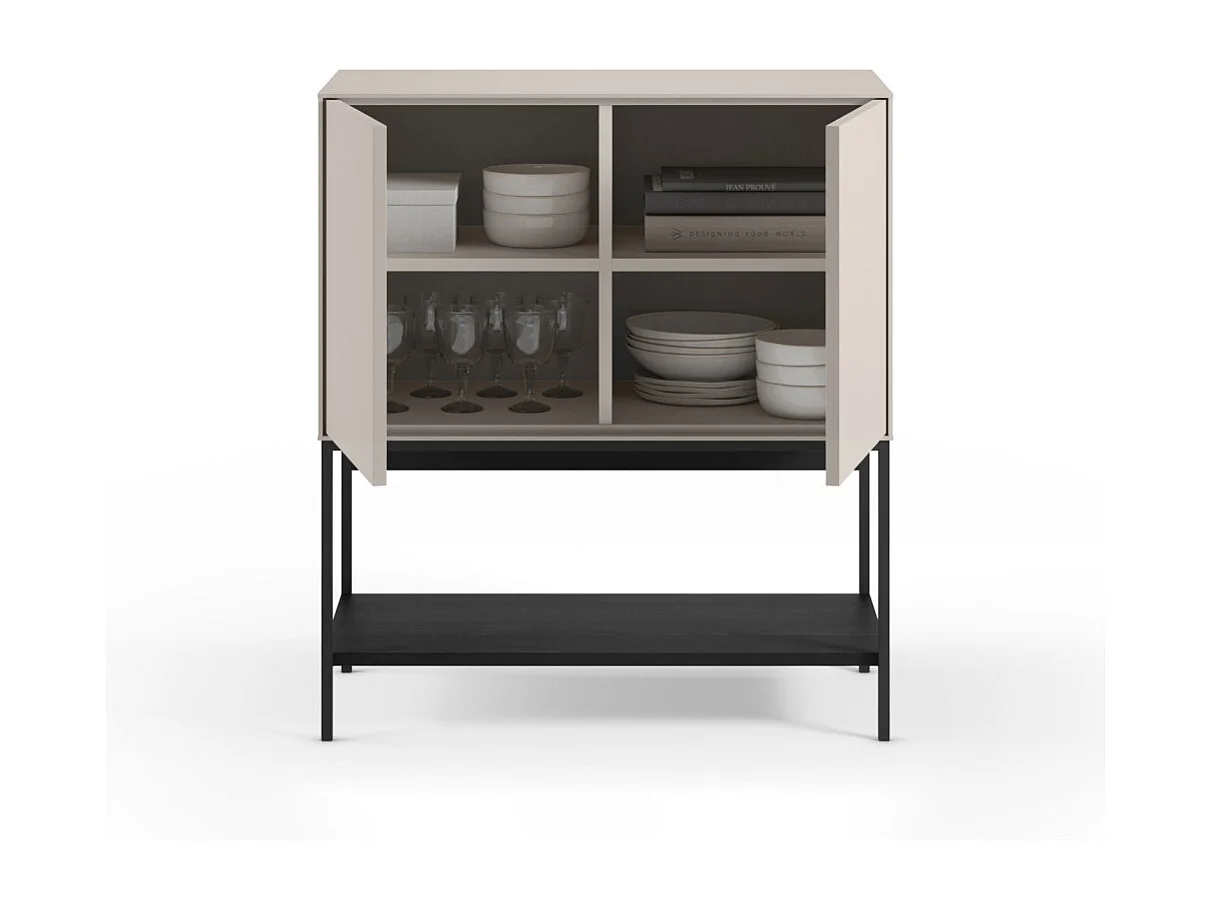 Elya - Buffet 2 portes en bois et métal H90cm - Beige