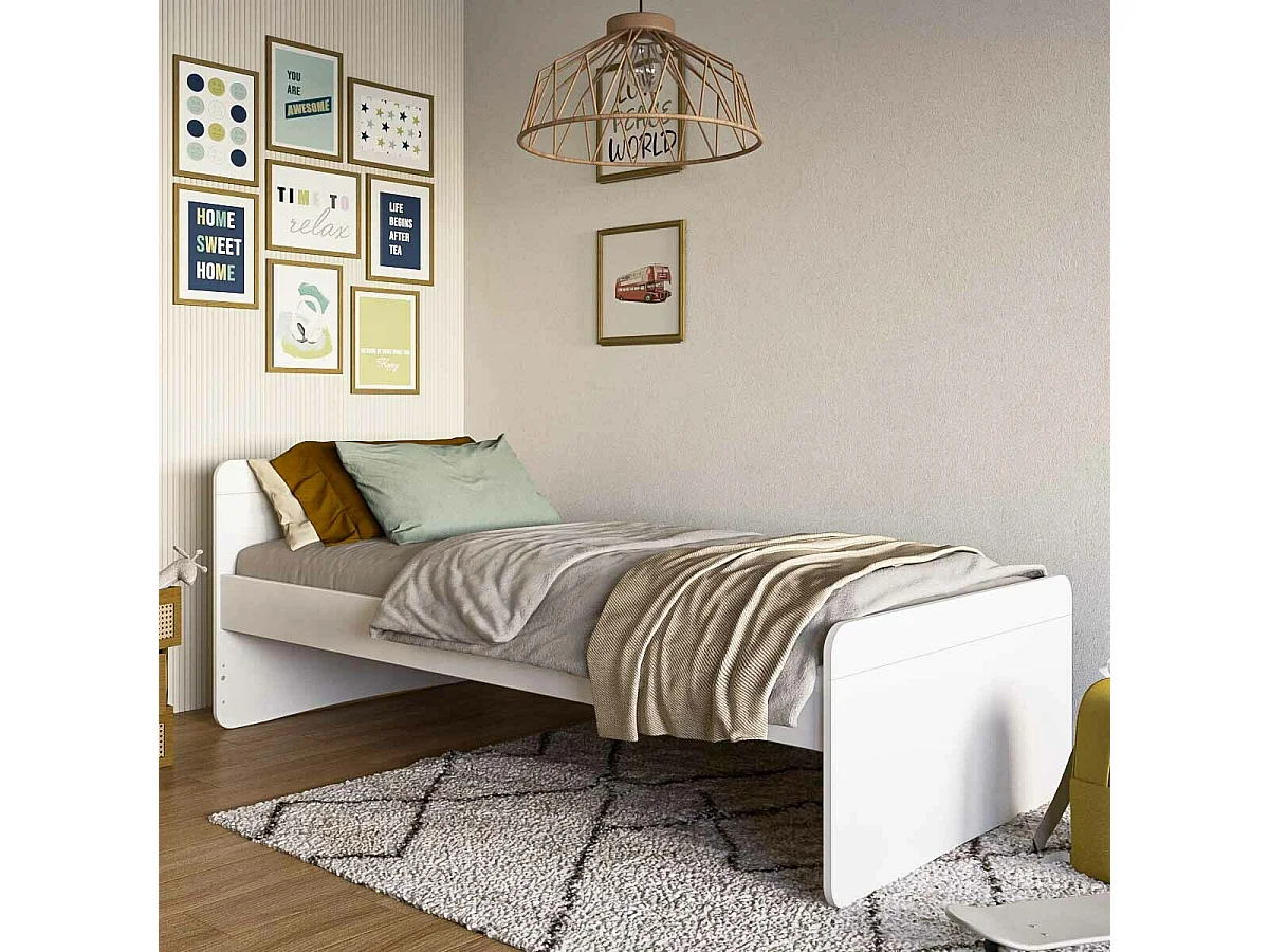 Lit enfant 90x200 cm bois massif blanc LILOW