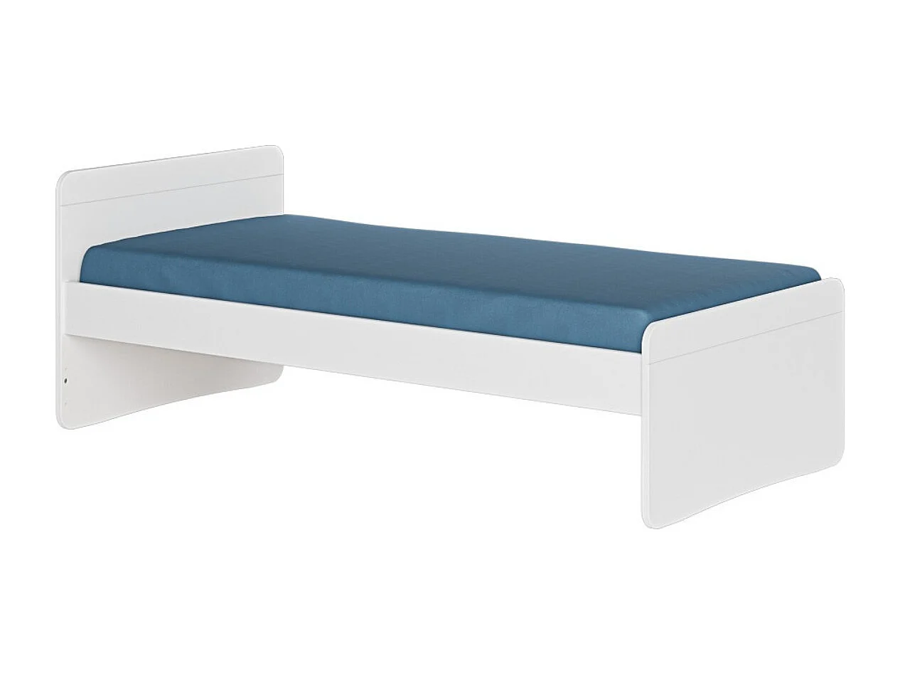Lit enfant 90x200 cm bois massif blanc LILOW
