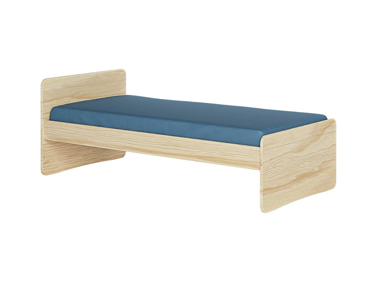 Pack lit avec matelas 90x200 cm bois massif bois LILOW