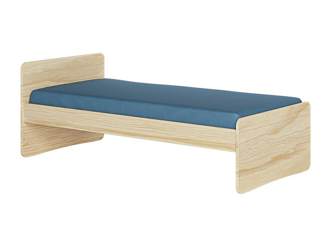 Pack lit avec matelas 90x190 cm bois massif bois LILOW