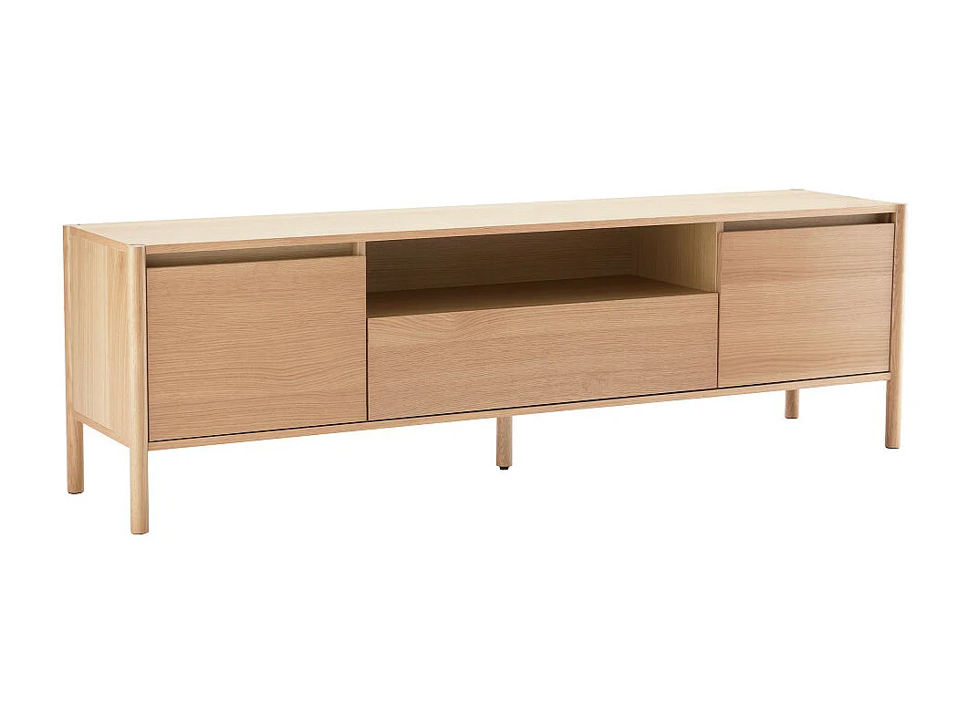 Verade - Meuble TV 2 portes 1 tiroir en bois L180cm - Bois clair