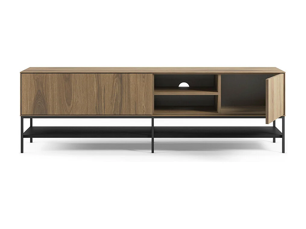 Elya - Meuble tv 2 portes en bois et métal L180cm - Bois