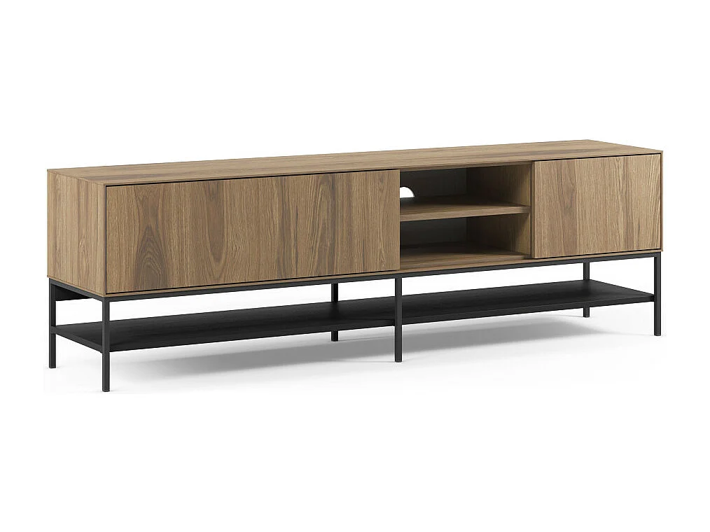 Elya - Meuble tv 2 portes en bois et métal L180cm - Bois