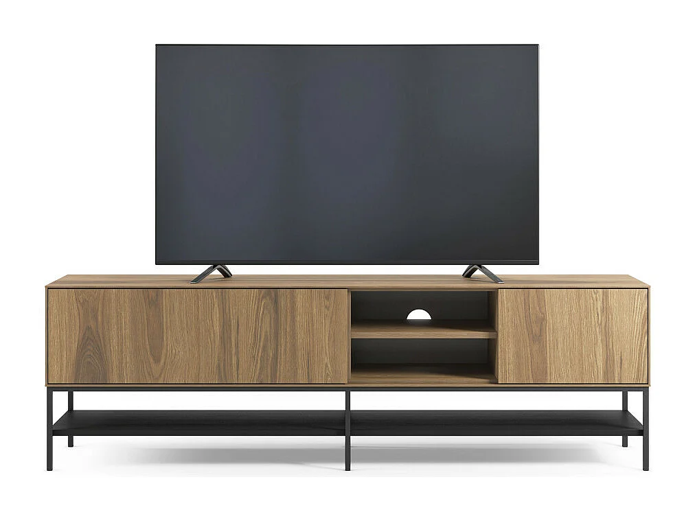 Elya - Meuble tv 2 portes en bois et métal L180cm - Bois