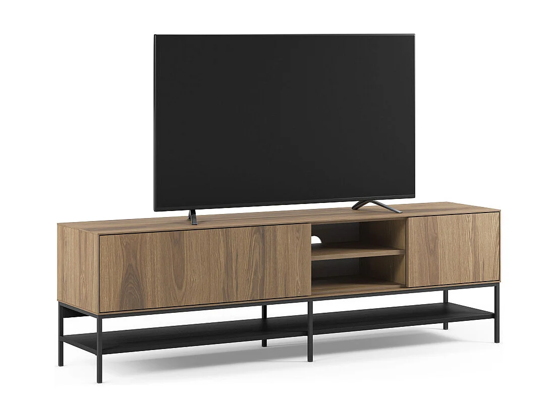 Elya - Meuble tv 2 portes en bois et métal L180cm - Bois