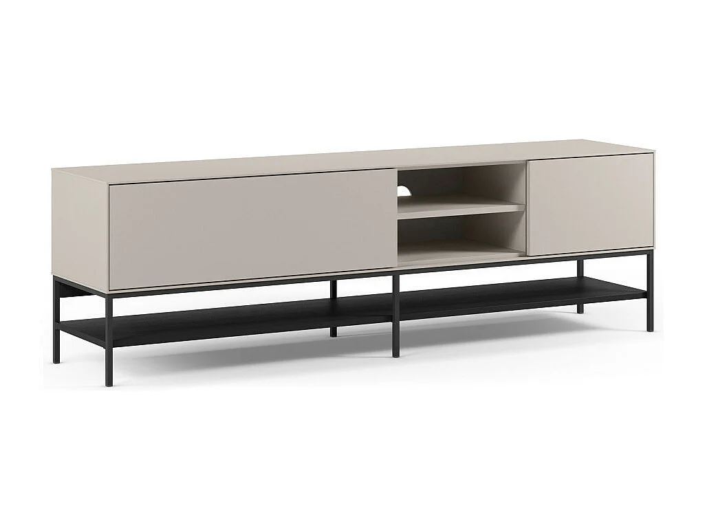 Elya - Meuble tv 2 portes en bois et métal L180cm - Beige